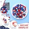 346 Pcs/20 Sets Patriotic DIY Bead Bracelet Red White Blue Keychain Kit American Flag Wooden Bead for Craft with String Jewelry Necklace Craft Decoration School DIY